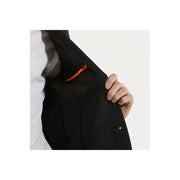Rrd men blazer black suit jacket featuring a bright orange pocket square for formal occasions