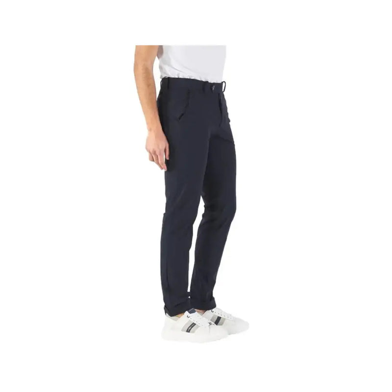 Dark navy slim-fit men trousers by rrd featuring sleek modern design and subtle side pockets