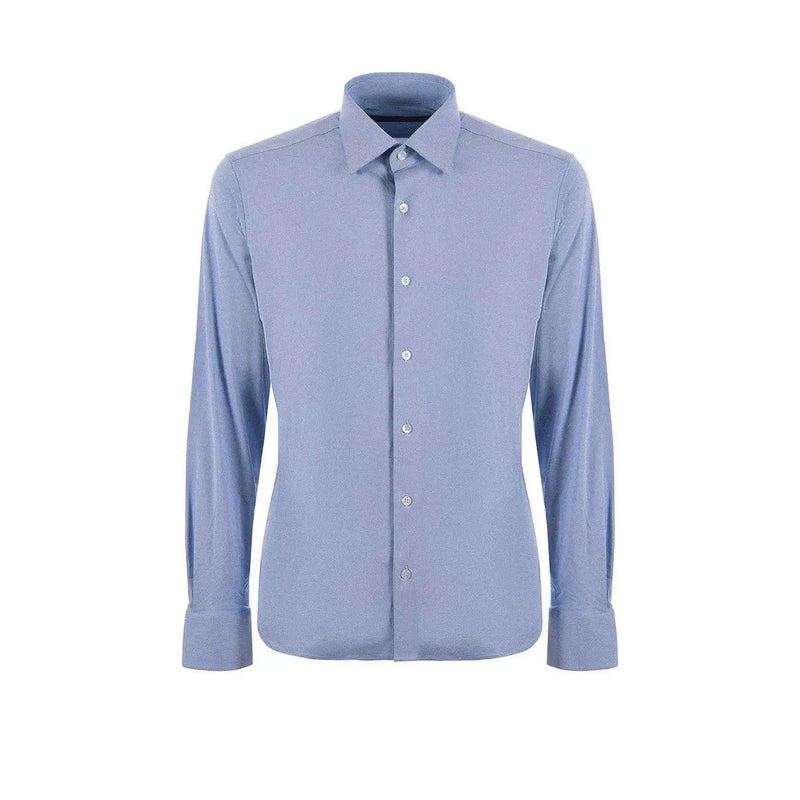 Chemise habillée Rrd pour homme, en coton bleu clair, manches longues, col classique et fermeture boutonnée, idéale pour les occasions formelles.