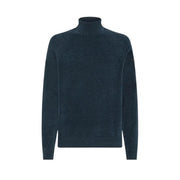 Pull à col roulé Rrd pour homme en maille côtelée bleu sarcelle foncé avec un motif texturé discret, vue de face