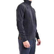 Pull à col roulé Rrd pour homme en maille gris foncé avec poignets côtelés et détail orange sur le côté, vue de face
