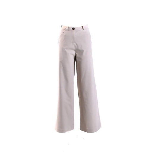 Beige wide-leg trousers by rrd women with tailored design and single button closure in white polyamide elastane slim fit