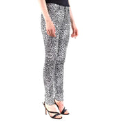 Saint Laurent white leopard print skinny jeans, black and white