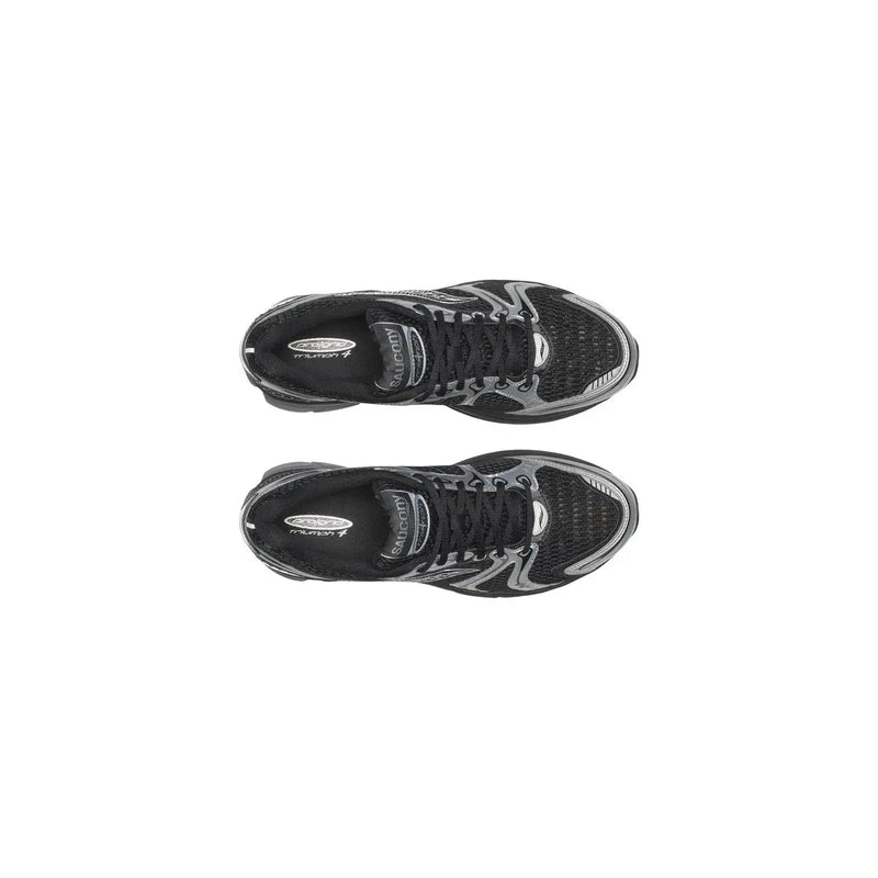 Schwarz und Silber saucony Triumph 4 Herren-Sneaker mit Mesh-Obermaterial, synthetischen Overlays und Progrid-Dämpfung für optimale Laufeigenschaften