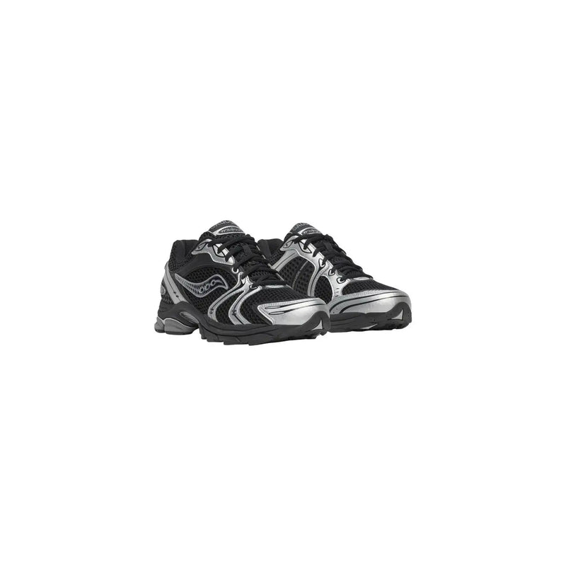 Saucony Herren-Sneaker in Schwarz und Silber mit Mesh-Obermaterial und synthetischen Overlays, entwickelt für optimale Laufleistung