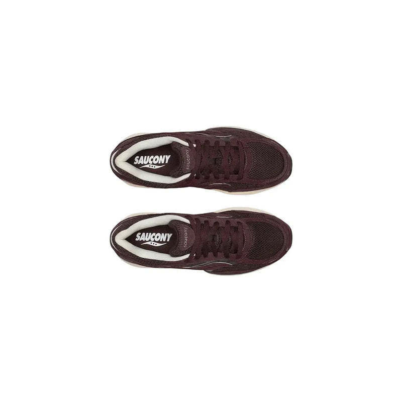 Kastanienbraun Saucony Herren-Sneaker mit weißen Akzenten, Obermaterial aus Mesh und synthetischer Progrid-Technologie für Laufen und Training
