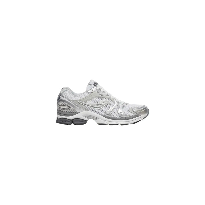 Silber und Weiß Saucony Herren-Sneaker mit Mesh-Obermaterial und Metallic-Akzenten, synthetischer Progrid Triumph 4 Laufschuh