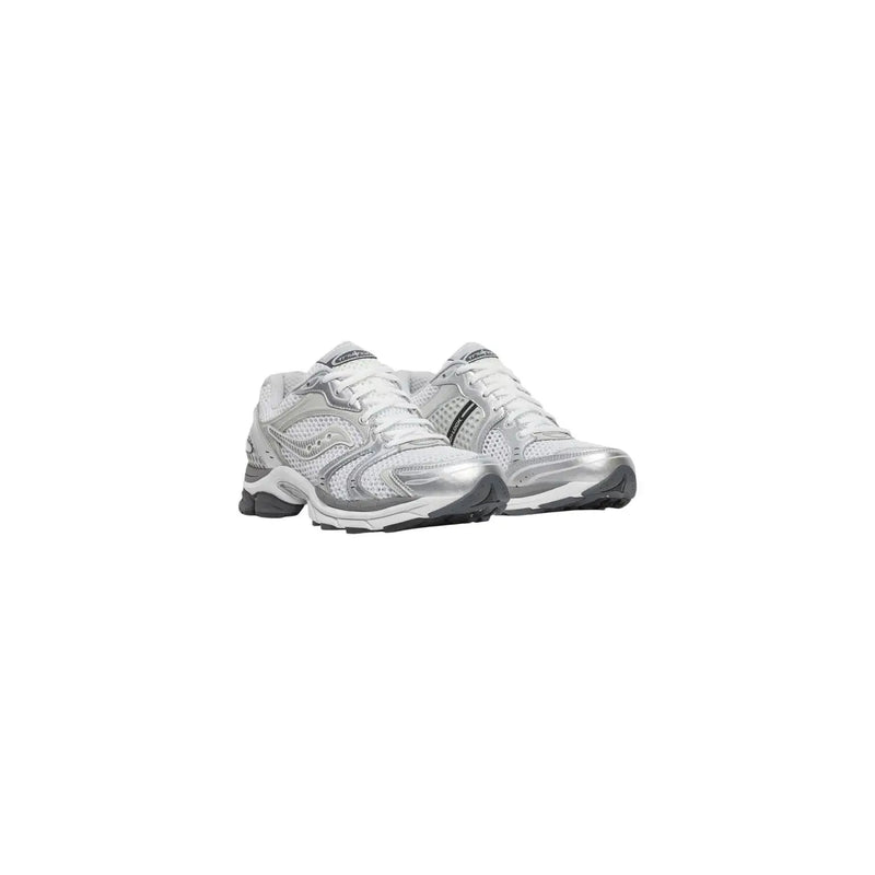 Saucony Weiße Herren-Sneaker Progrid Triumph 4 aus Synthetik mit silbernem Mesh-Obermaterial und schwarzen Akzenten