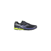 Noir Saucony ProGrid Guide 7 chaussure de course avec des accents jaune fluo et violet en matière textile pour femme