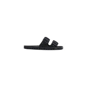 Sensi men slippers La Jolla urban black PVC open toe slide sandal with two adjustable strap buckles and perforated design