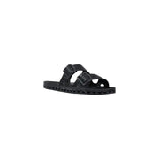 Black rubber Sensi Men slippers La Jolla urban with two adjustable perforated straps and square buckle details