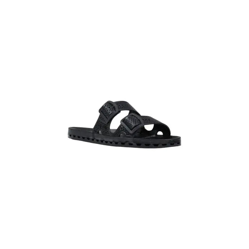 Black rubber Sensi Men slippers La Jolla urban with two adjustable perforated straps and square buckle details