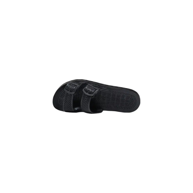 Sensi men slippers La Jolla urban black PVC open toe slide sandal with perforated two adjustable straps