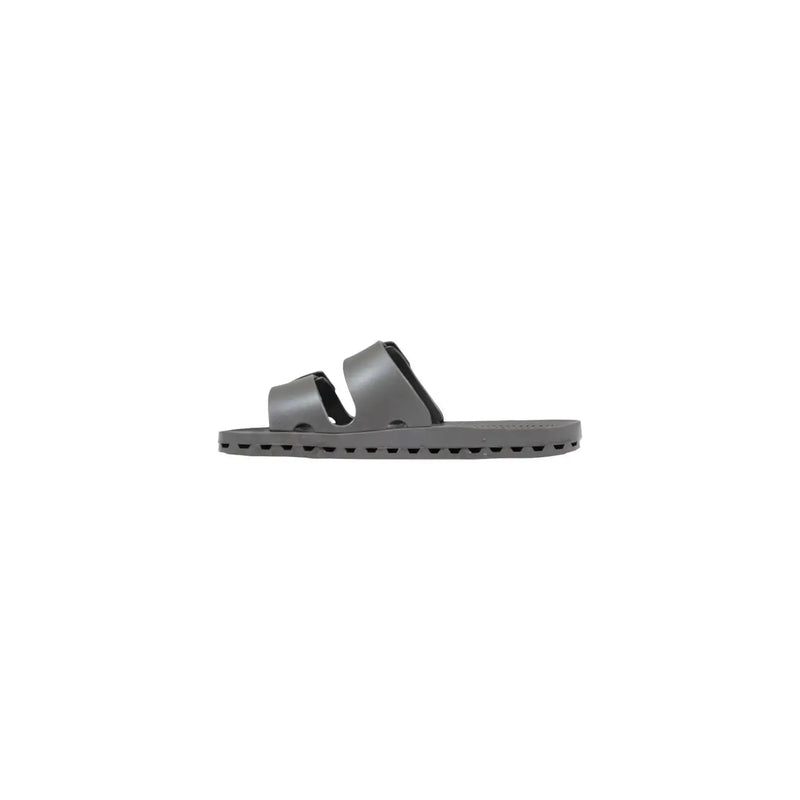Gray leather slide sandal with two straps and textured sole from sensi women pvc slippers grey open toe la jolla collection