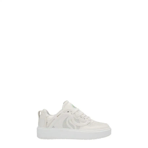 Weiße Stella McCartney Slip-On-Sneaker für Damen aus Leder mit grauem abstraktem Ausschnitt und dicker Plateausohle