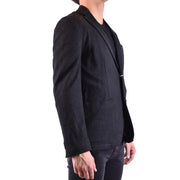 Sun68 Herrenblazer aus schwarzem Wollmischgewebe mit Reverskragen und dezentem Nadelstreifen in elegantem, tailliertem Schnitt