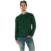 Superdry Baumwollpullover für Herren in Dunkelgrün mit Zopfmuster und geripptem Rundhalsausschnitt, Vorderansicht