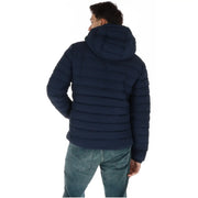 Superdry Steppjacke mit Kapuze für Herren in Marineblau mit Reißverschlusstaschen, Vorderansicht