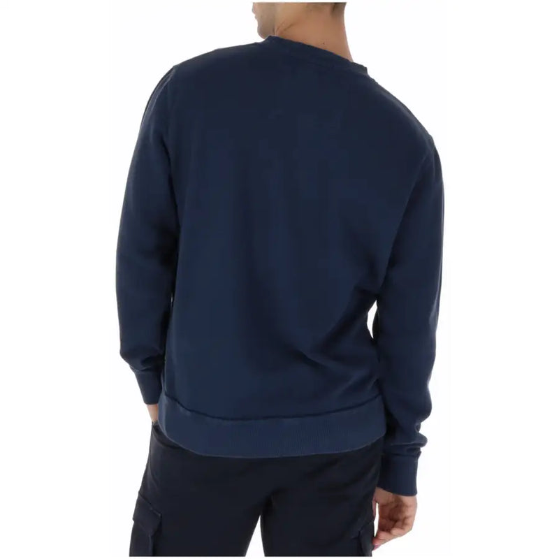 Marineblaues Baumwoll-Sweatshirt mit Rundhalsausschnitt für Herren von Superdry mit einem gedruckten Designmodell M2014483A