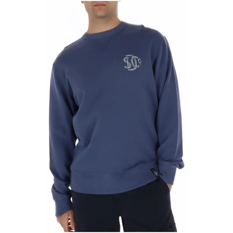Navy blue Superdry men cotton crewneck sweatshirt with subtle white embroidered logo on the chest M2014491A