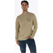 Beiges Superdry & Co.-Logo auf der Vorderseite eines grünen Superdry-Herren-Baumwoll-Sweatshirts.