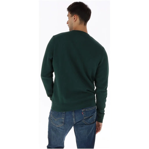 Superdry Sweat-shirt vert en coton pour homme, col rond, manches longues, couleur vert foncé, idéal pour une tenue décontractée.