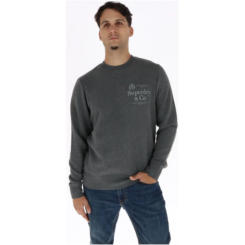 Dunkelgraues Superdry & Co. Baumwoll-Sweatshirt für Herren mit grünen Akzenten und einem bequemen, lässigen Design