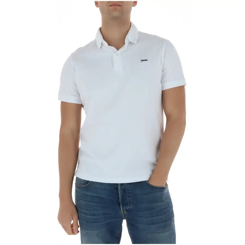 Weißes Lacoste-Poloshirt mit dezentem grünem Krokodil-Logo, aus Baumwolle, Kurzarm, für Herren