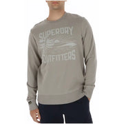 Superdry men sweatshirt in gray with a white surfboard and sunburst graphic design in a comfortable fabric