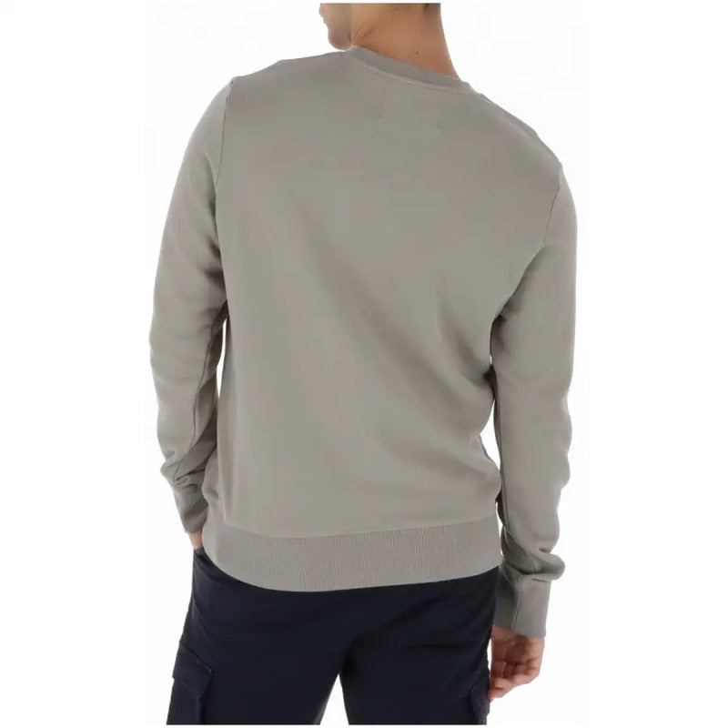 Superdry men sweatshirts soft muted gray crewneck sweatshirt with ribbed cuffs and hem in cotton fabric