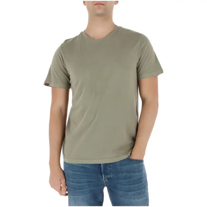 Superdry T-shirt homme vert olive en coton à manches courtes avec ourlet et poignets côtelés discrets