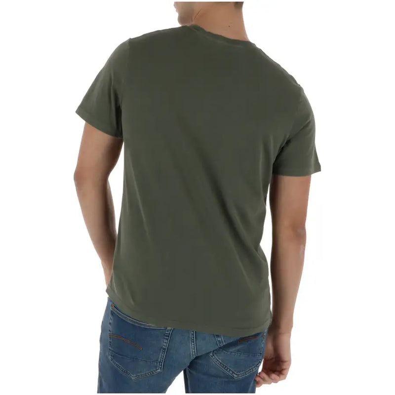 Superdry T-shirt homme vert à manches courtes en coton, col rond, vert olive, style décontracté, vue de face