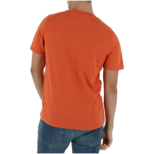 Orange superdry men t shirt made of cotton blend with short sleeves and crew neck for casual wear