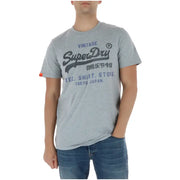 T-shirt vintage gris Superdry avec logo imprimé gris foncé, en mélange de coton orange, manches courtes, pour homme, m1012216a