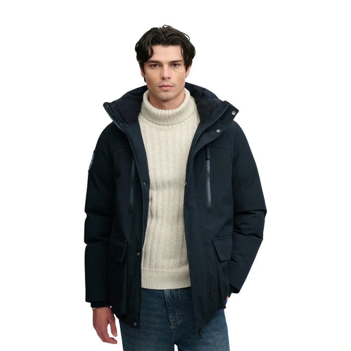 Superdry Parka City für Herren in Schwarz mit Kapuze, Frontreißverschluss und Seitentaschen, Vorderansicht