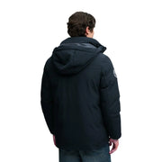 Superdry parka City for men in black with hood and subtle sleeve branding, front view