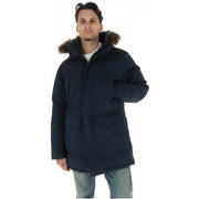 Superdry Steppjacke für Herren in Marineblau mit pelzgefütterter Kapuze und Frontreißverschluss, Vorderansicht