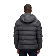 Superdry Steppjacke für Herren in Dunkelgrau mit horizontalen Nähten und Kapuze, Rückansicht