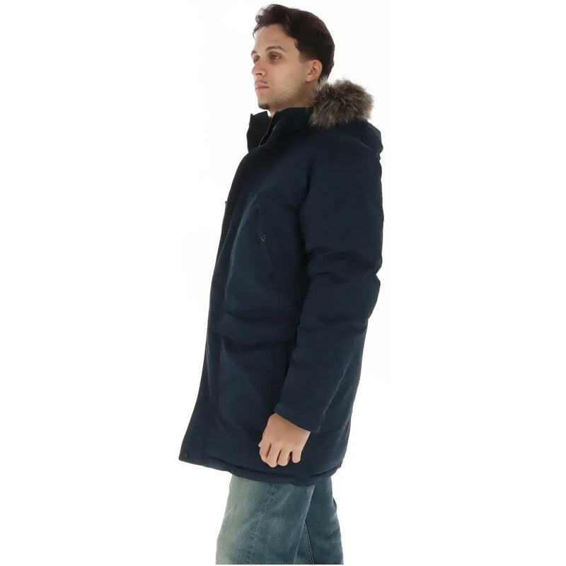 Superdry Steppjacke für Damen in Dunkelblau mit pelzgefütterter Kapuze, Vorderansicht