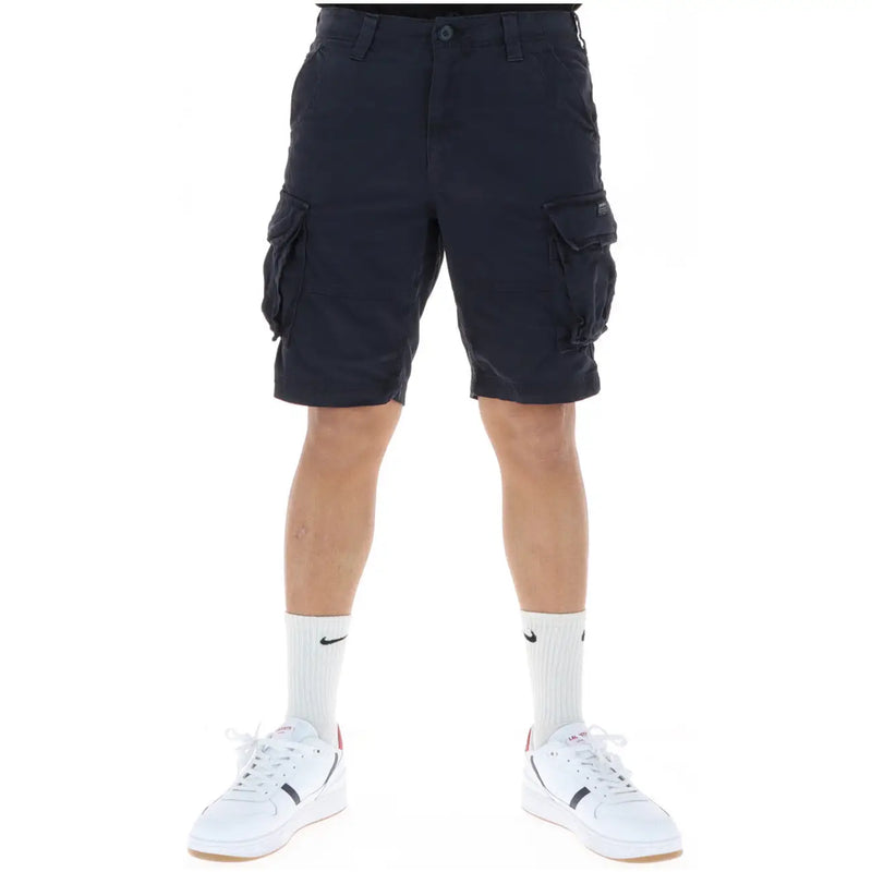 Superdry cargo shorts for men in dark navy with multiple pockets and durable fabric, front view