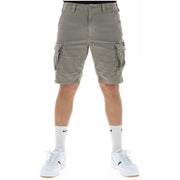 Superdry shorts for men in khaki with multiple cargo pockets and button closure, front view