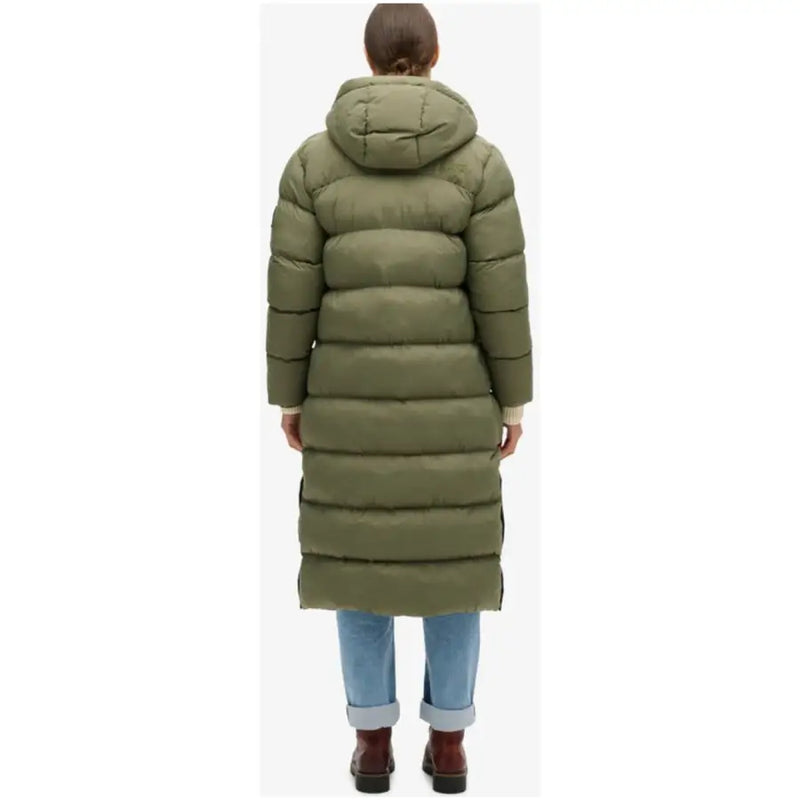 Superdry Manteau long matelassé à capuche vert olive pour femme