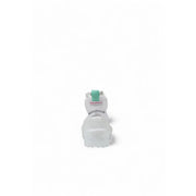 White superga women platform high-top fabric sneaker with mint green pull tab and silver reflective stripes back view
