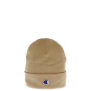 Tan Champion beanie displayed with Champion Women’s Pink Cap in 100% Polyester