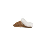 Tan quilted slipper with white faux fur trim from Emu Australia Women’s Leather Shoes