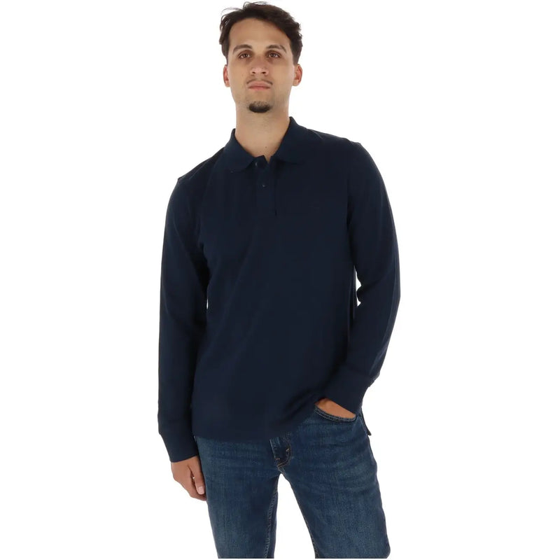Timberland Baumwoll-Poloshirt für Herren in Marineblau mit langen Ärmeln und klassischem Kragen, Vorderansicht