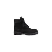 Timberland men black leather lace up boots with 6-inch suede upper and rubber sole for durable outdoor wear