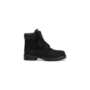 Timberland men black leather lace up boots with 6-inch suede upper and rubber sole for durable outdoor wear