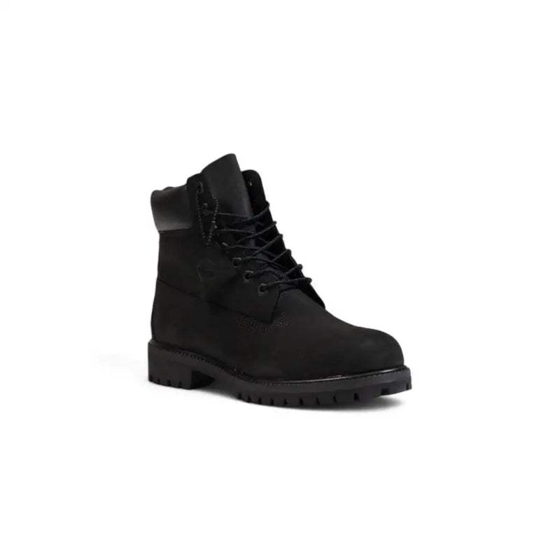 Timberland men black leather lace up boots tb110073001 with suede upper and rubber sole in 6 inch design