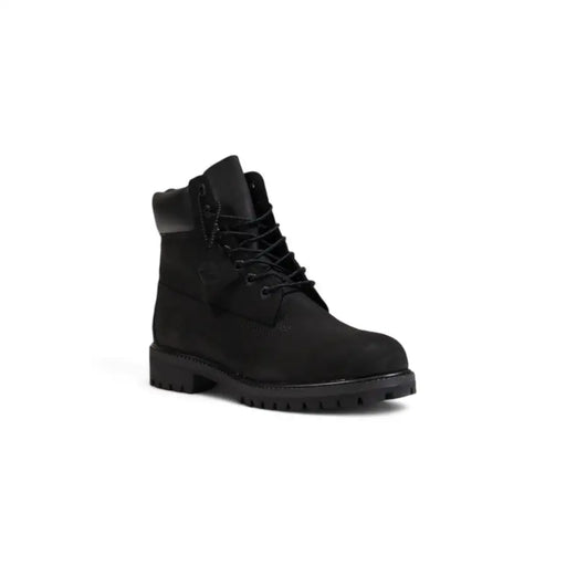 Timberland men black leather lace up boots tb110073001 with suede upper and rubber sole in 6 inch design